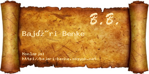 Bajári Benke névjegykártya